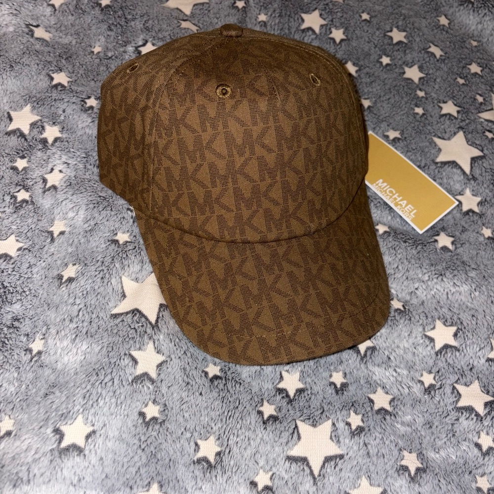 Michael Kors Tan Monogram Baseball Cap